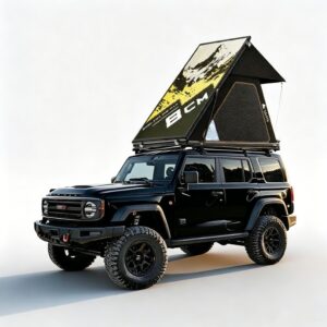 Ultra-thin hard shell roof top tent