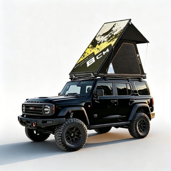 Ultra-thin hard shell roof top tent