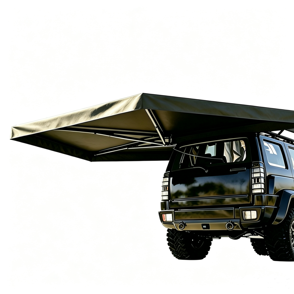 Dual-pole 270 awning