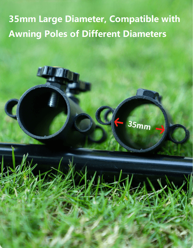 Adjustable Awning Pole Base with Ground Stakes