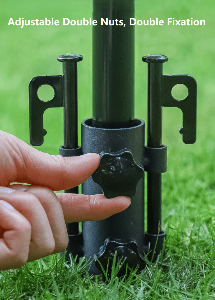 Adjustable Awning Pole Base with Ground Stakes