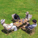 Camping outdoors using our high-quality egg roll table