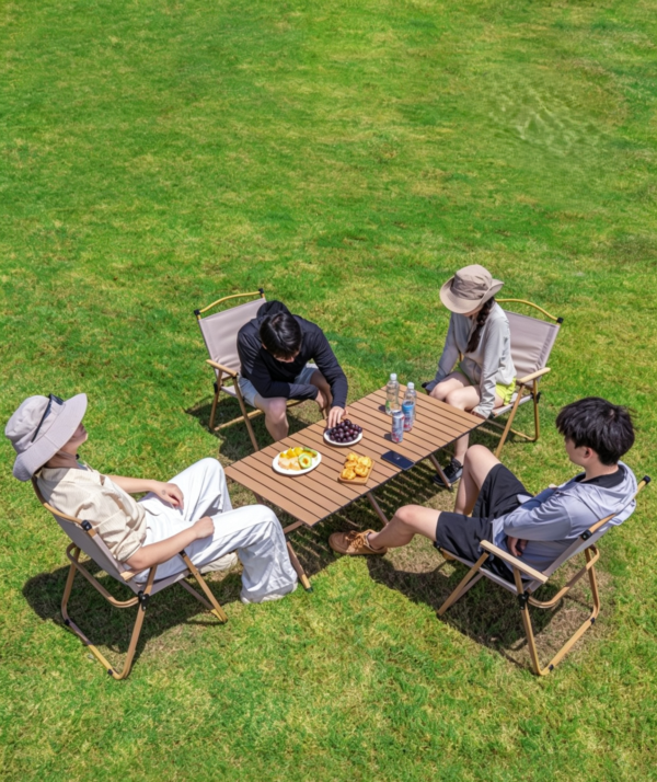 Camping outdoors using our high-quality egg roll table