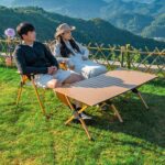 Camping outdoors using our high-quality egg roll table
