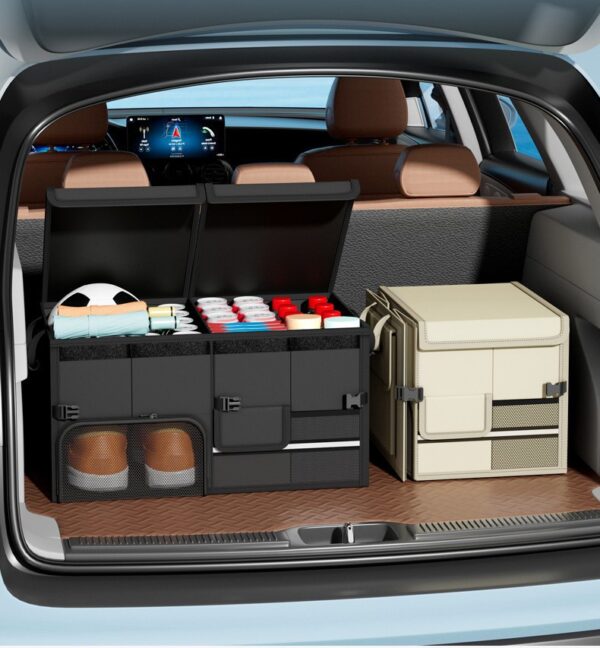 Foldable car trunk organizer
