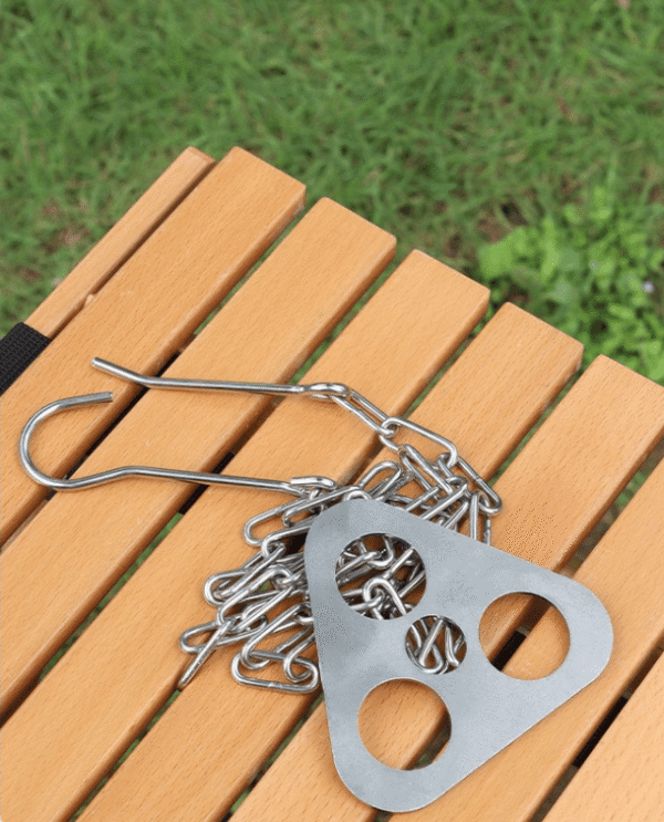 Adjustable stainless steel campfire tripod board for outdoor cooking