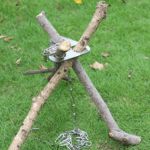 Adjustable stainless steel campfire tripod board for outdoor cooking