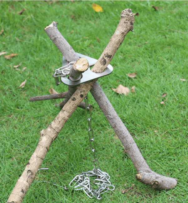 Adjustable stainless steel campfire tripod board for outdoor cooking